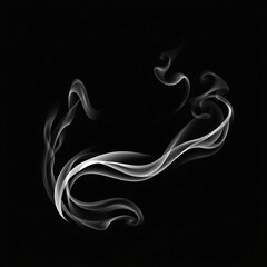 Delicate swirling patterns of smoke gracefully dance against a dark background, showcasing intricate forms in soft, flowing compositions