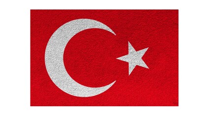 Turkey officially the Republic of Türkiye national flag isolated on white background.
