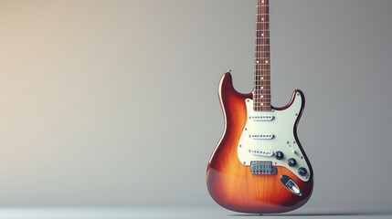 3D illustration of a beautifully detailed guitar, with pastel tones on a light background, capturing an elegant feel for music themes