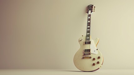 Obraz premium 3D illustration of a beautifully detailed guitar, with pastel tones on a light background, capturing an elegant feel for music themes