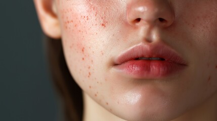 Obraz premium The face of a young woman with skin problems generate ai