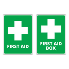 First aid sign on a white background with copy space