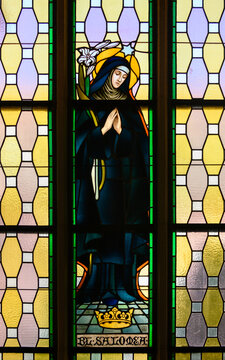 Blessed Salome of Cracow (Salome of Poland). A stained-glass window in the Basilica of St Francis of Assisi in Krak&oacute;w, Poland.