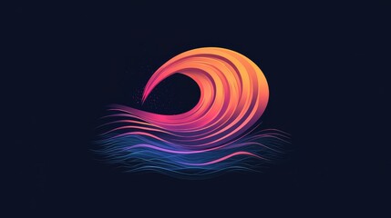 Obraz premium Vibrant Abstract Wave Illustration with Gradient Colors and Dynamic Lines on Dark Background