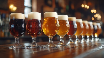 Celebration of Craft Beer in Diverse Glassware Display