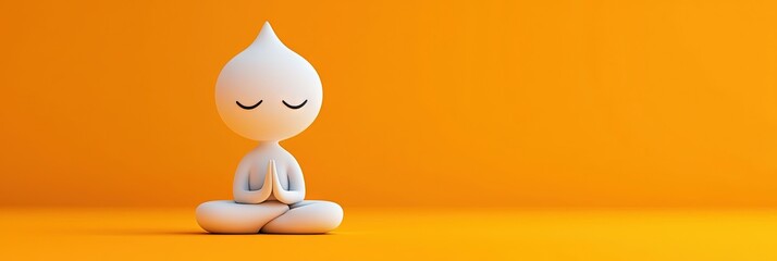 3D animated cartoon karma, solid background, copy space