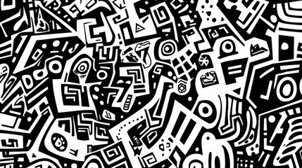 Abstract background with hieroglyphs. The chaotic arrangement of lines. Plain monochromatic pattern 