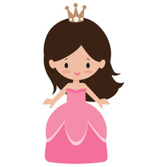 Cute  princess girl vector cartoon illustration
