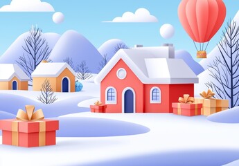Template for Winter Wonderland Christmas greetings. Modern illustration.