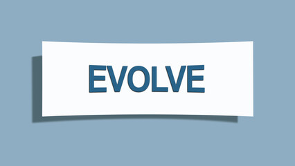Evolve. A card isolated on blue background.