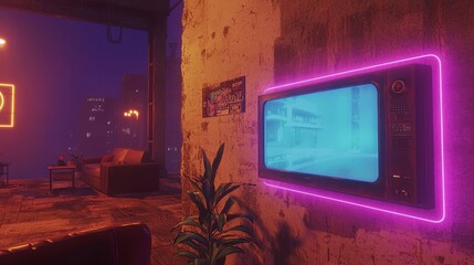 Livingroom with LED lights in multicolor - Smart home design