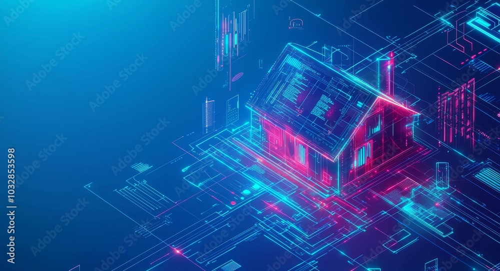 Poster abstract smart home background. smart phone app for internet of things automation. wireless system t
