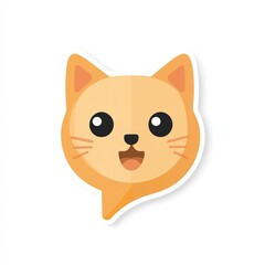 Obraz premium Cute cartoon cat face with an excited expression, featuring bright colors and large eyes, suitable for stickers or digital art