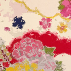 Oil paintings and various flowers, roses, peonies, cranes, lotus leaves, lotus flowers,...