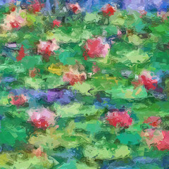 Oil paintings and various flowers, roses, peonies, cranes, lotus leaves, lotus flowers,...