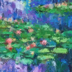 Oil paintings and various flowers, roses, peonies, cranes, lotus leaves, lotus flowers,...