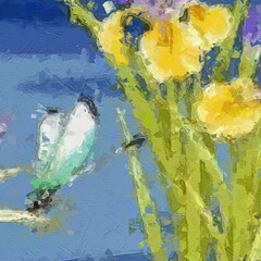 Oil paintings and various flowers, roses, peonies, cranes, lotus leaves, lotus flowers, chrysanthemums, are beautiful