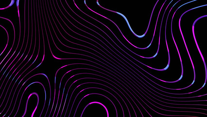 Futuristic abstract design with glowing neon lines, wavy contours, and vibrant purple and pink gradients on a black background © Danny Waters