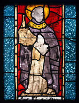Saint Thomas Aquinas. A stained-glass window in Kości&oacute;ł Świętej Tr&oacute;jcy [Holy Trinity Church] in Krak&oacute;w [Cracow], Poland.