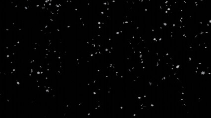 Falling snowflakes on black background. Snowfall on black background.