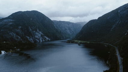 Aerial view of Åkrafjorden Norway