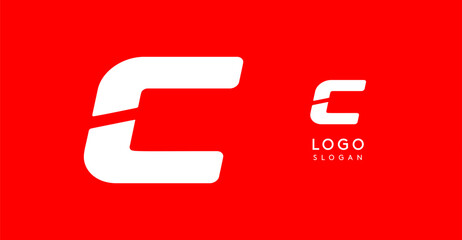 Bold angular letter C, geometric cutouts, minimalist sporty style, dynamic corporate identity, athletic and automotive logo, strong typographic design. Vector typeset