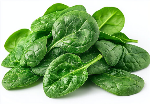 Juicy spinach leaves isolated on a white background