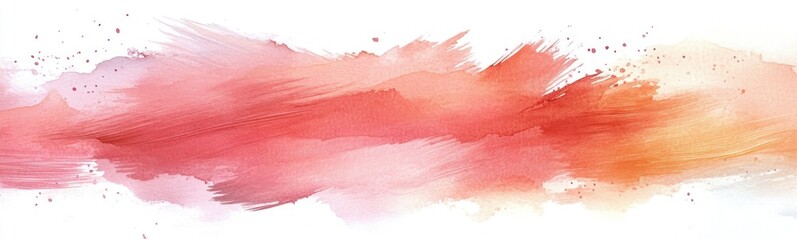 Abstract watercolor painting of a pink and orange brush stroke