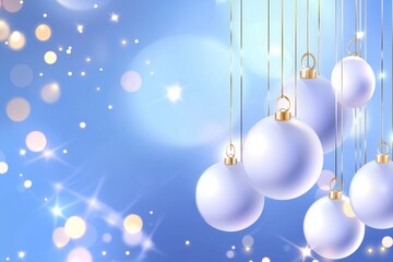 An abstract Christmas light with blue and golden glitter on top of a shiny defocused background