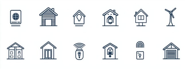 Intuitive modern illustration of smart home systems line icons. Editable stroke. For website marketing, logo, app, template, UI, etc.