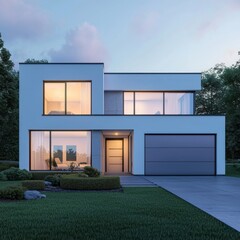 The modern housing market and smart home technology, contemporary architecture with digital connectivity, luxury exterior design, green and sustainable building, security and automation concepts, and