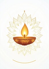 Elegant diya lamp with intricate mandala art illuminating a peaceful atmosphere