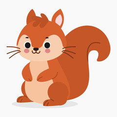 Cute cartoon squirrel vector illustration isolated on white background