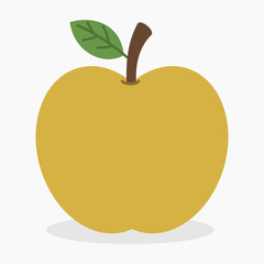 Yellow flat apple vector illustration isolated on white background