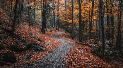Obraz premium autumn forest in the morning