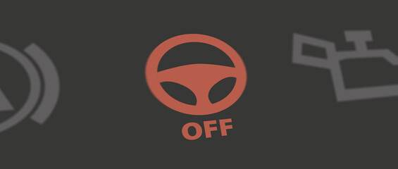 car dashboard with icon that indicates that the autopilot is switched off