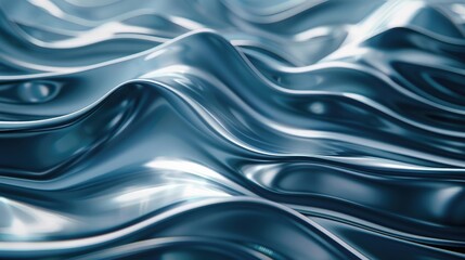 Obraz premium A wave-like pattern of undulating lines in shades of blue and silver