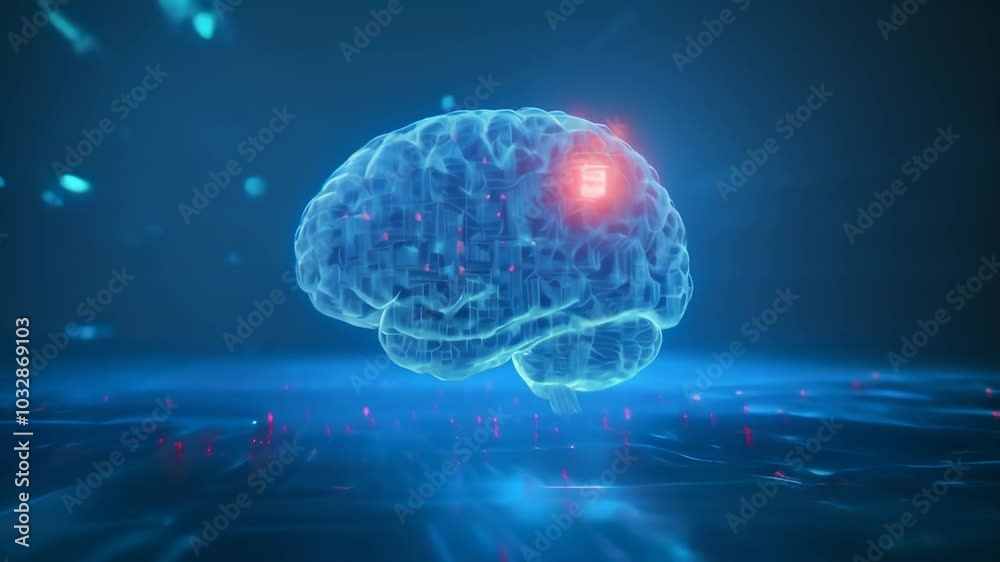 Aufkleber Glowing digital brain with intricate circuits and data flow, symbolizing artificial intelligence and technology innovation