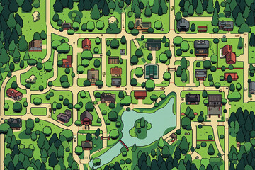 Fototapeta premium Simple just streets map, minimalist kids style, 2D style. Generative AI tools
