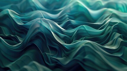 Obraz premium A wave-like pattern of interlocking curves in various shades of blue and green