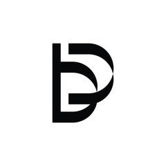 merged letter D with B, BD, DB logo design