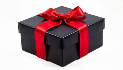 Elegant black gift box with red ribbon for luxury gift-giving