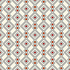 Ethnic, tribal seamless surface pattern. Repeated diamonds and rhombuses motif. Folk background. Folkloric wallpaper. Geometric ornament. Geo digital paper, textile print. Vector art
