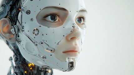 Humanoid Robot with Blue Eyes and Futuristic Artificial Intelligence image