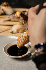 sushi pieces ready to eat excellent salmon