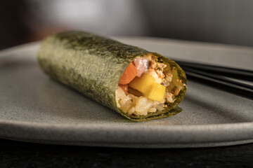sushi hand roll pieces ready to eat excellent salmon