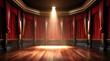 ゴージャスな赤色をメインとしたステージ。金色装飾とベロア素材でより豪華に。