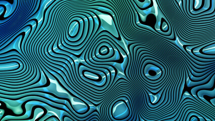 Futuristic abstract design with 3D flowing layers, vibrant teal and blue gradients, smooth contours, and dynamic organic shapes
