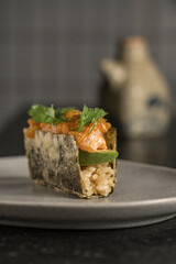 sushi hand roll pieces ready to eat excellent salmon