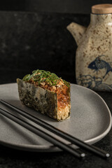 sushi hand roll pieces ready to eat excellent salmon